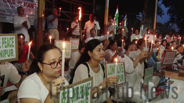 Candlelight demonstration in Agartala demands restoration of peace in Manipur