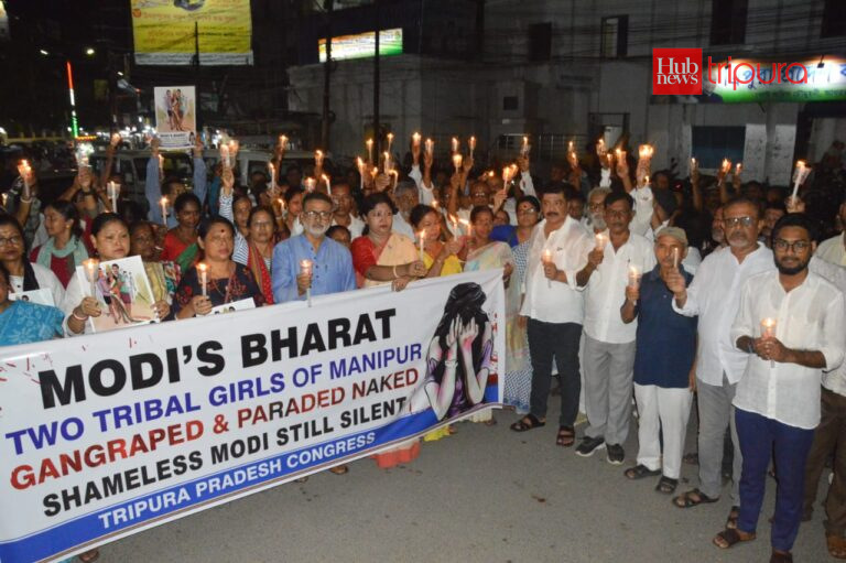 Opposition Congress in Agartala stages protest and condemns Manipur incident of naked parade and gang rape