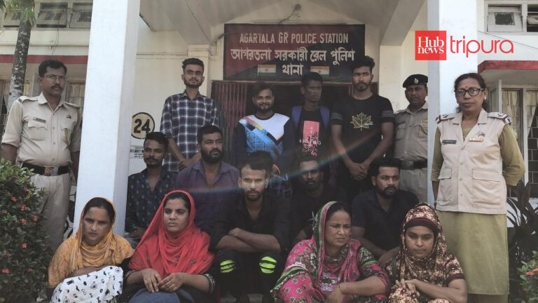 11 Bangladeshi nationals and three touts arrested in Agartala during boarding trains for Ahmedabad and Chennai