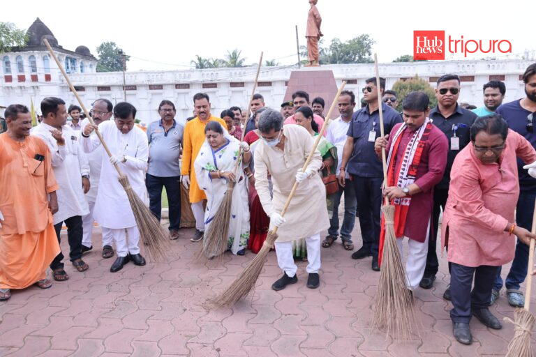 Tripura CM Manik Saha leads cleanliness drive on Gandhi Jayanti, urges public to support ongoing efforts