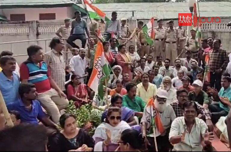 Youth Congress protests in Agartala over communal violence, custodial deaths, and inaction by Human Rights Commission