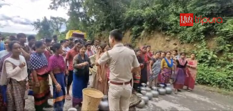 Tribal women block national highway in Khowai district over clean drinking water shortage