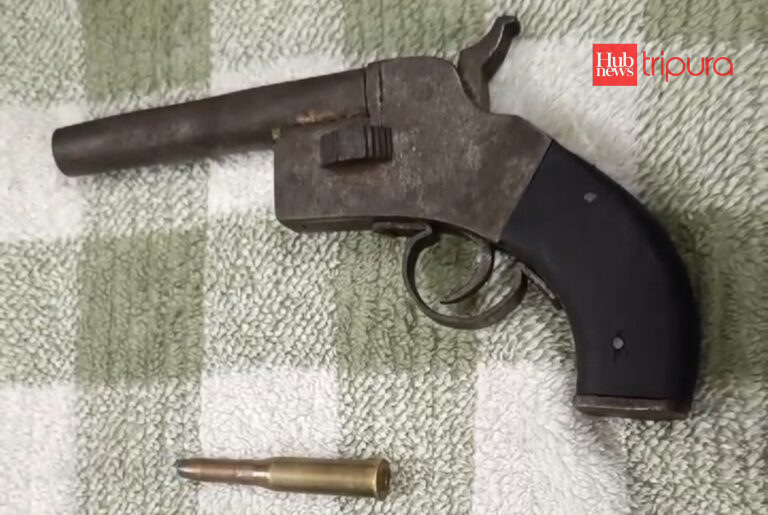 The arms and ammunition recovered by Tripura Police